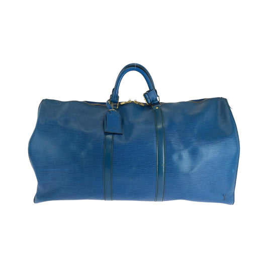 Louis Vuitton Keepall 60, Blue, Leather, travel