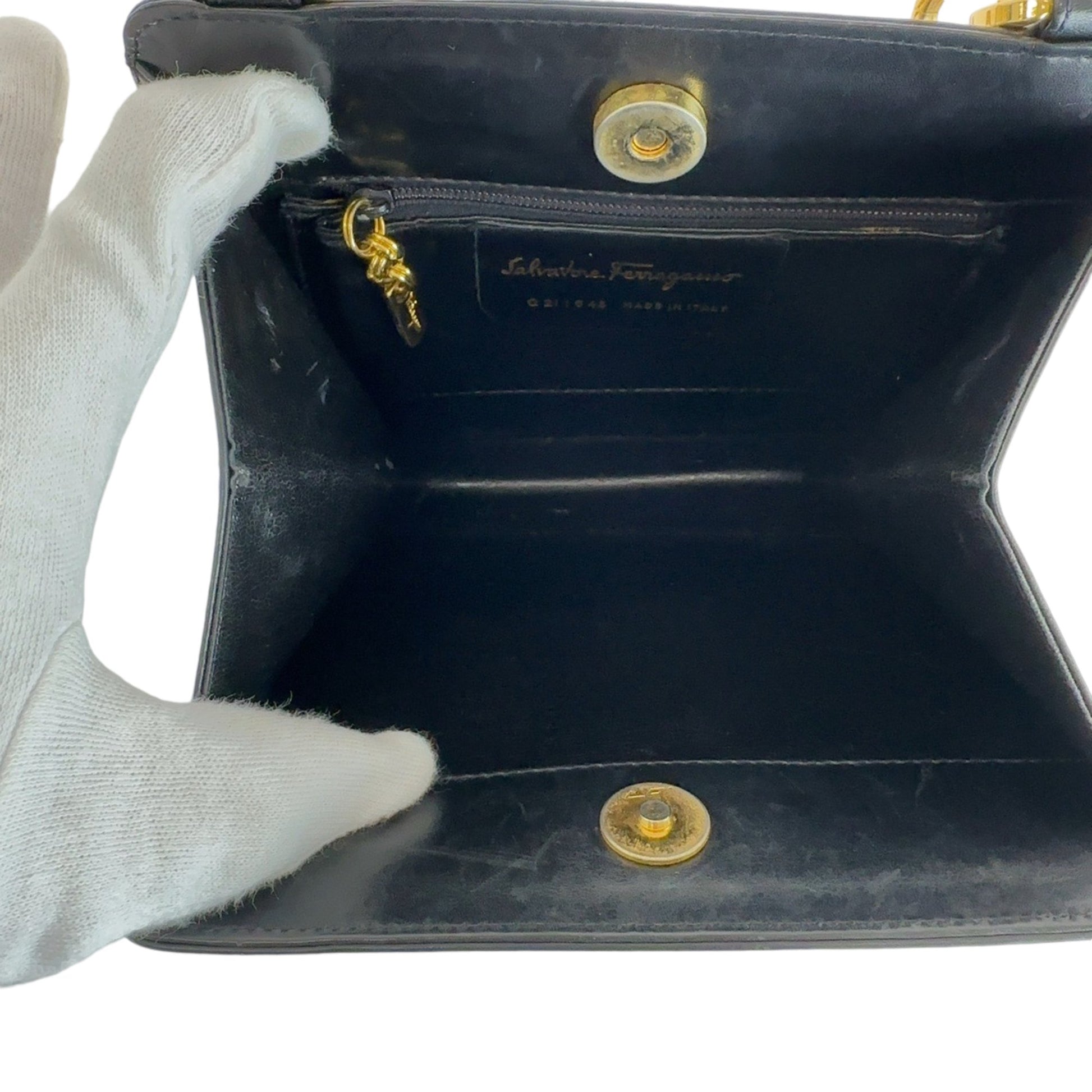 Salvatore Ferragamo, Black, Leather, handbag
