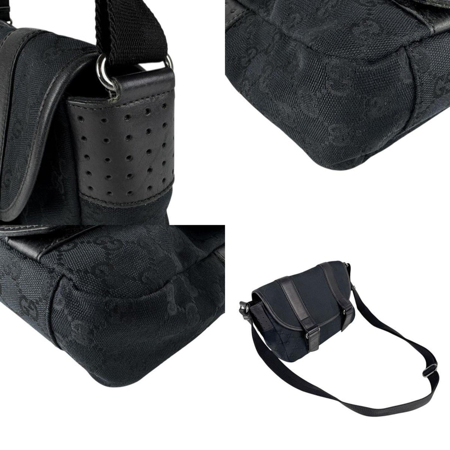 Gucci GG canvas, Black, Canvas, shoulder