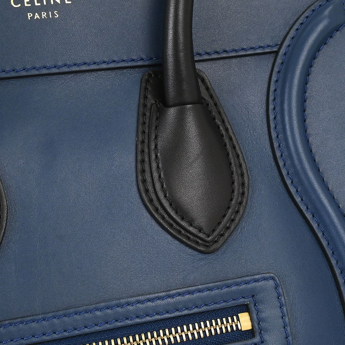 Celine Luggage Smooth Leather, Blue, Leather, Handbag