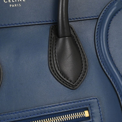 Celine Luggage Smooth Leather, Blue, Leather, Handbag