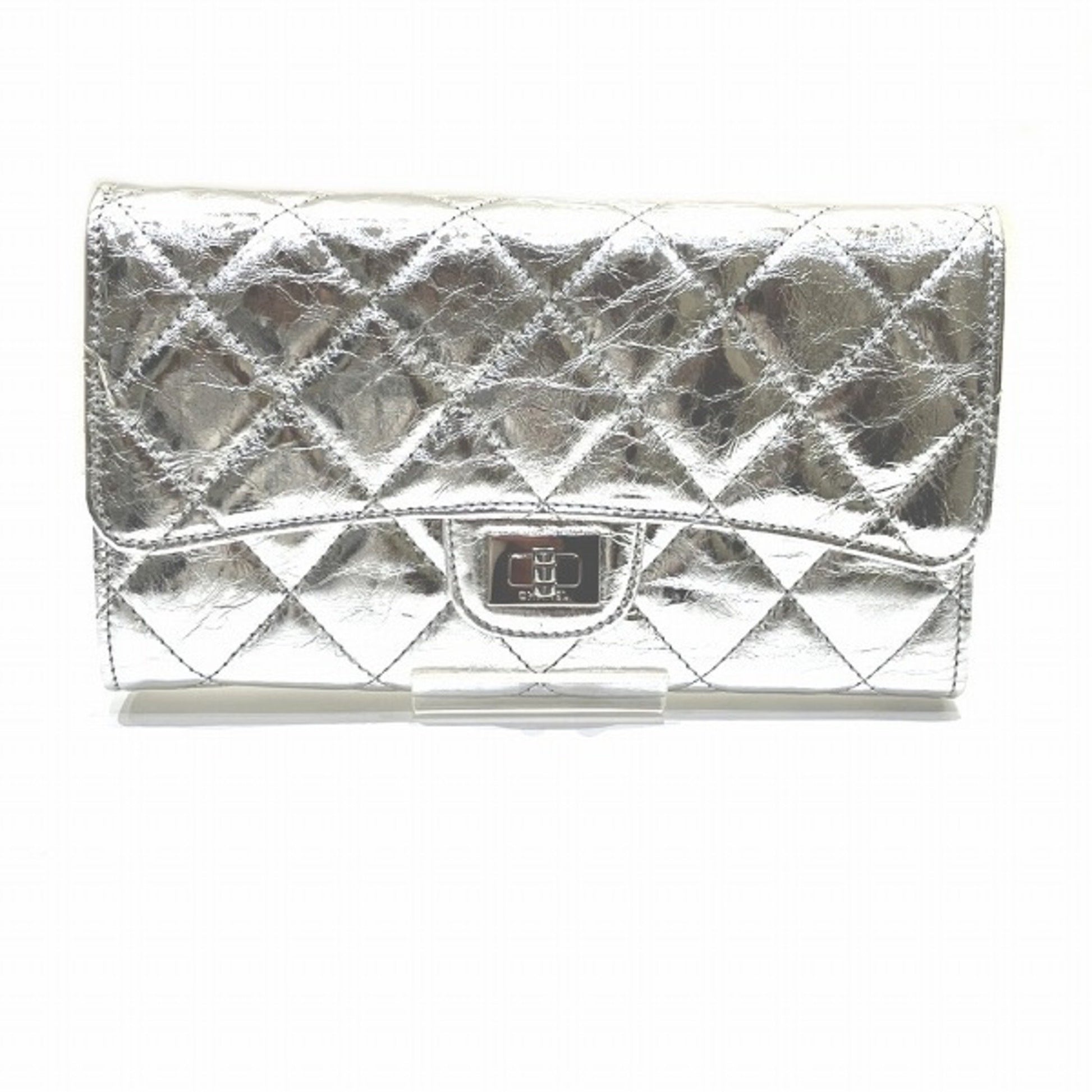 "Chanel 2,55", Silver, Leather, wallet