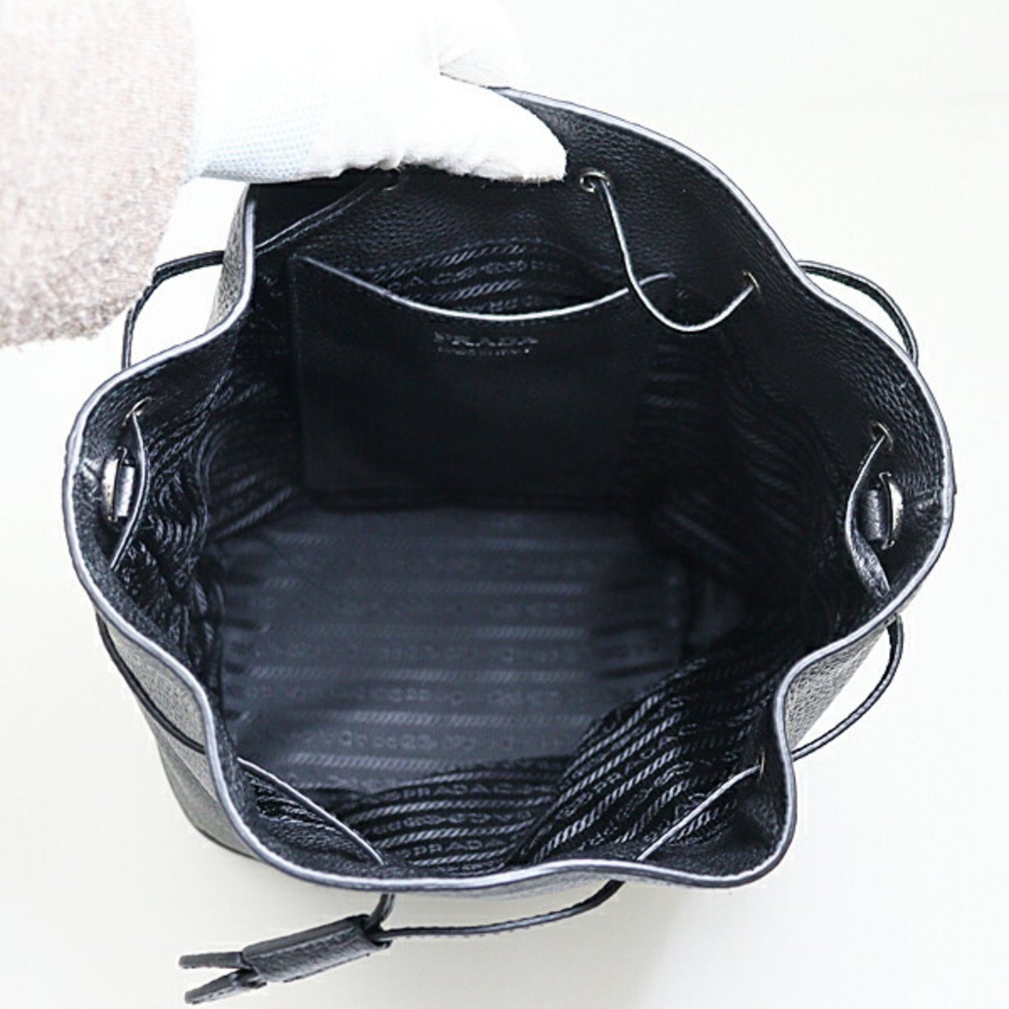Prada Bucket bag, Black, Leather, shoulder