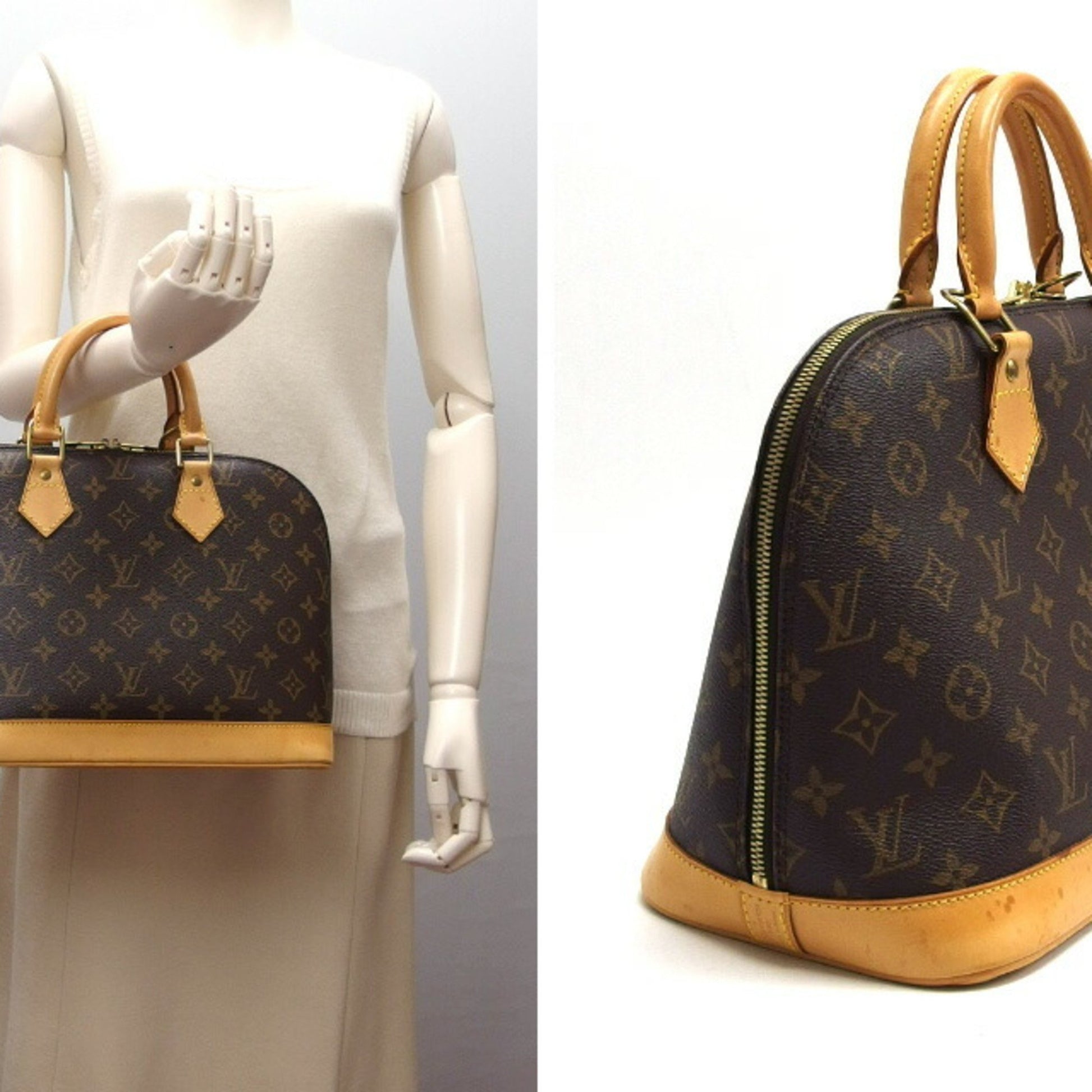 Louis Vuitton Alma, Brown, Canvas, handbag