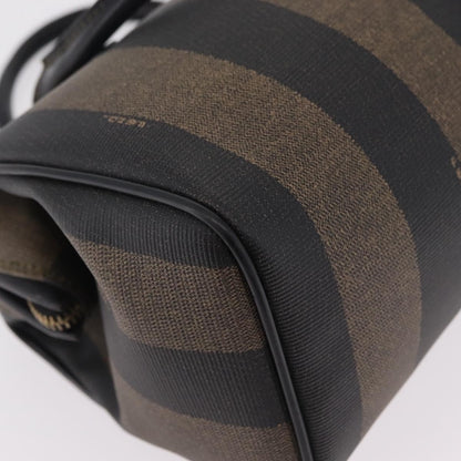Fendi Vintage Pequin Boston Coated Canvas, Brown, Canvas, Handbag