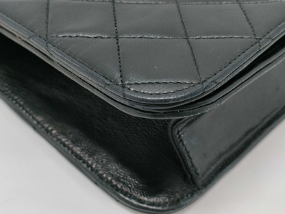 Chanel Wallet on Chain Quilted Velvet, BLACK, LEATHER, Handbag