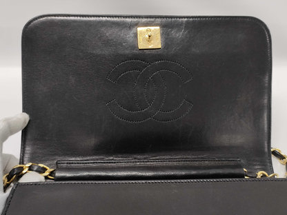 Chanel Wallet on Chain Quilted Velvet, BLACK, LEATHER, Handbag