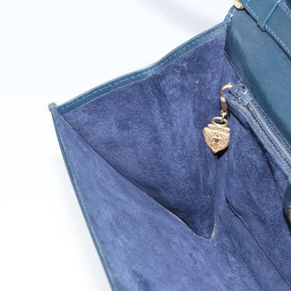 Gucci Vintage Interlocking G Flap Leather, Navy, Leather, Shoulder Bag