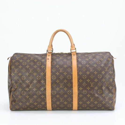 Louis Vuitton Keepall 55, Brown, Canvas, travel
