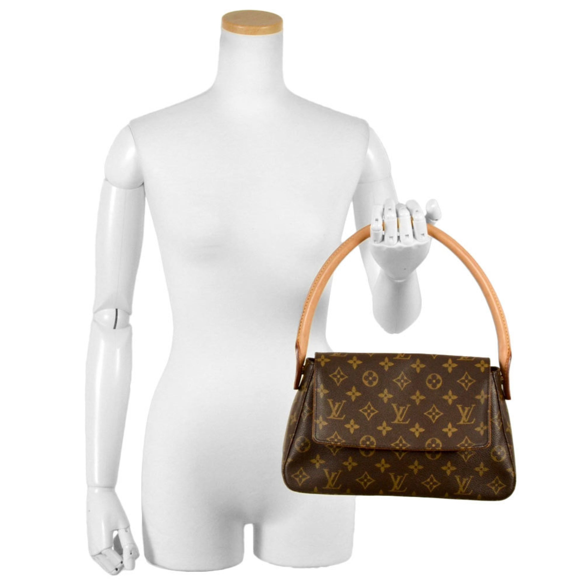 Louis Vuitton Mini looping, Brown, Canvas, shoulder