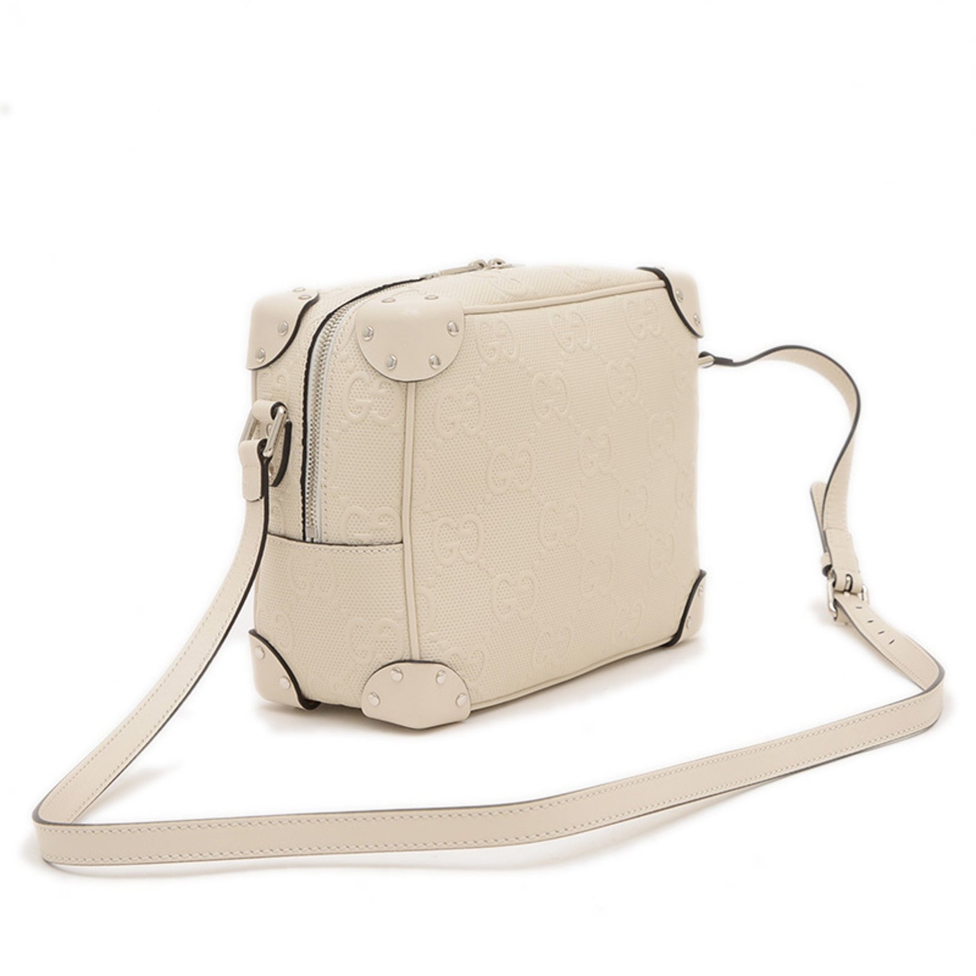 Gucci GG embossé, White, Leather, shoulder