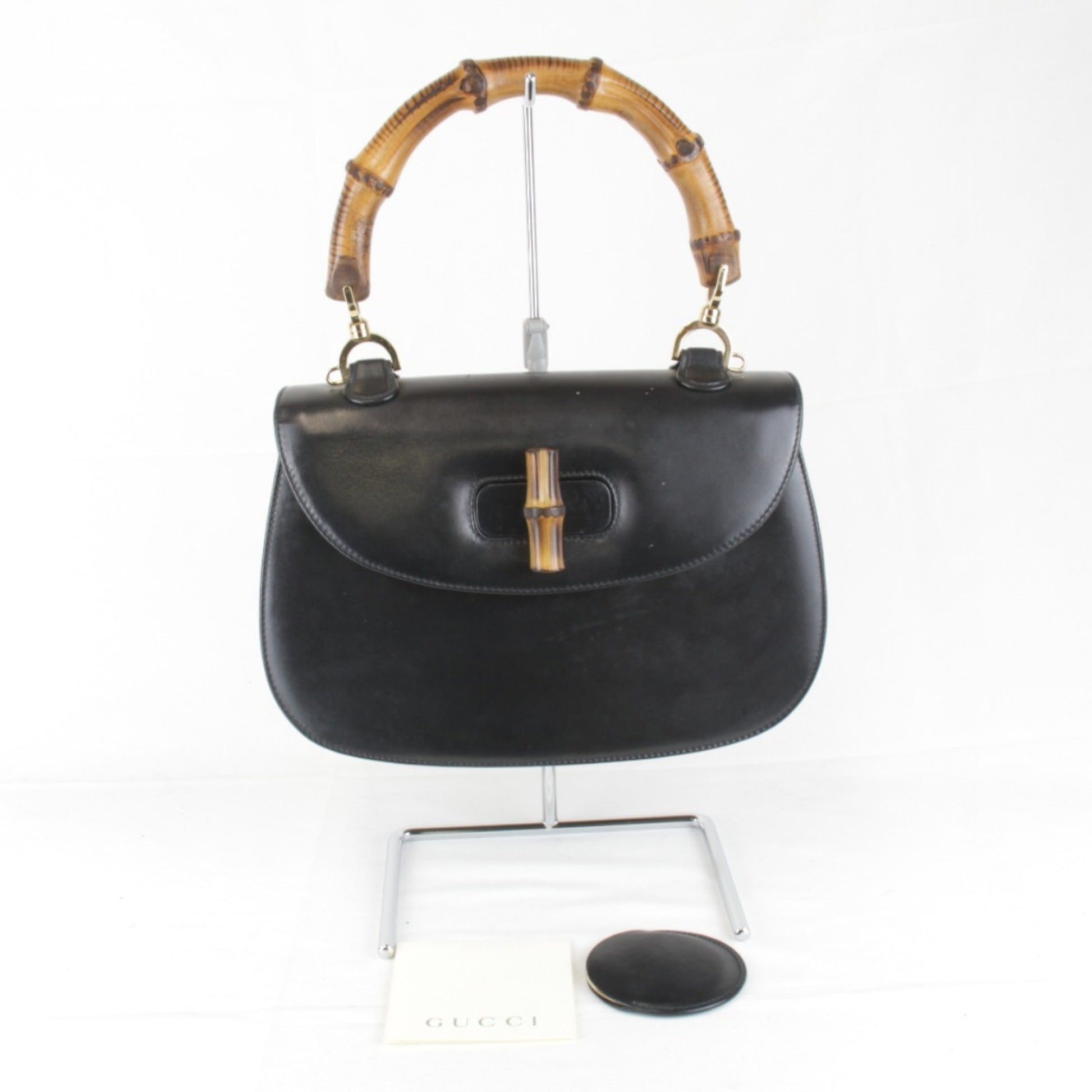 Gucci Bamboo, Black, Leather, handbag