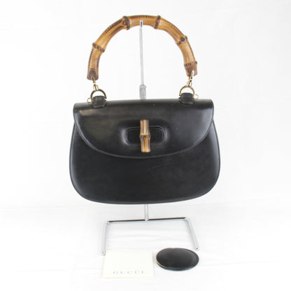 Gucci Bamboo, Black, Leather, handbag