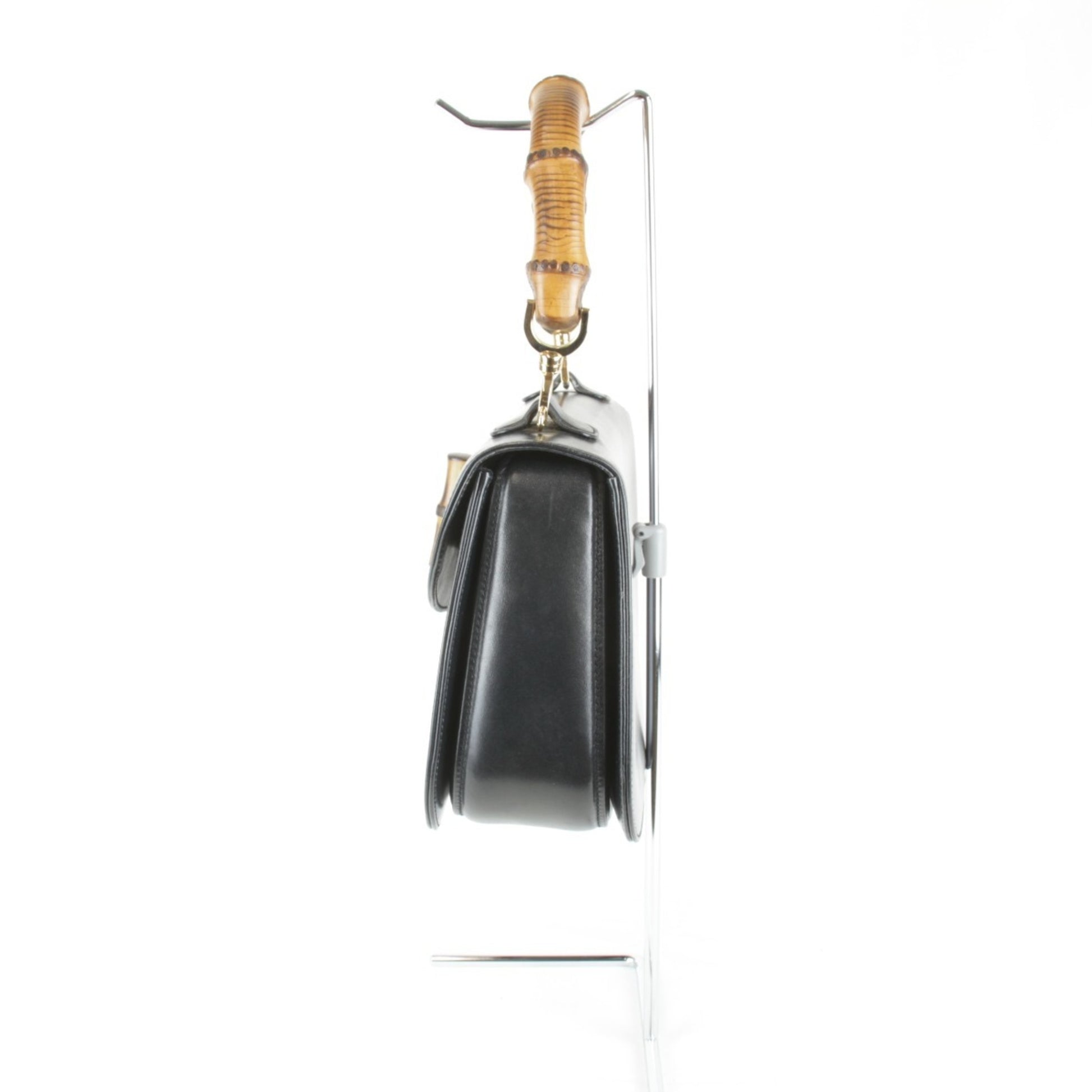 Gucci Bamboo, Black, Leather, handbag