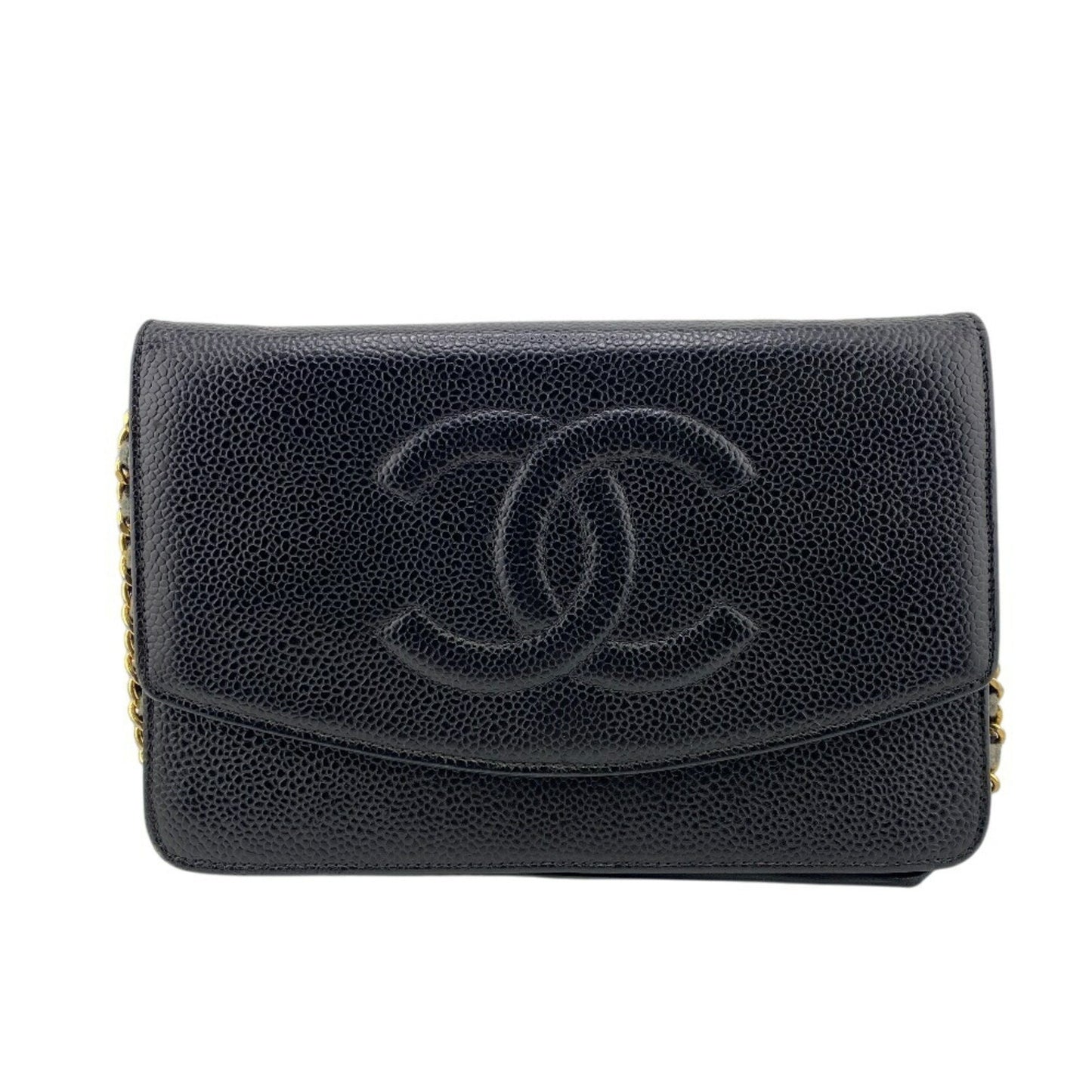 Chanel Wallet On Chain, Black, Leather, wallet