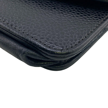 Chanel Wallet On Chain, Black, Leather, wallet