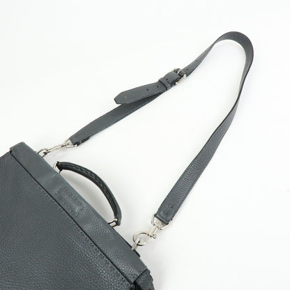 Fendi Selleria Peekaboo Grainy Leather, Gray, Leather, Handbag