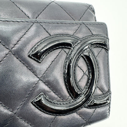 Chanel Cambon Trifold Quilted Lambskin, Black, Leather, Wallet