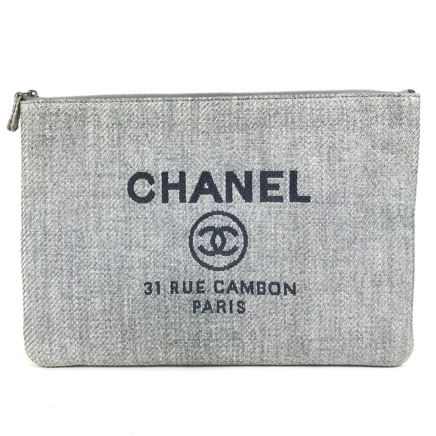 Chanel Deauville, Blue, Canvas, clutch
