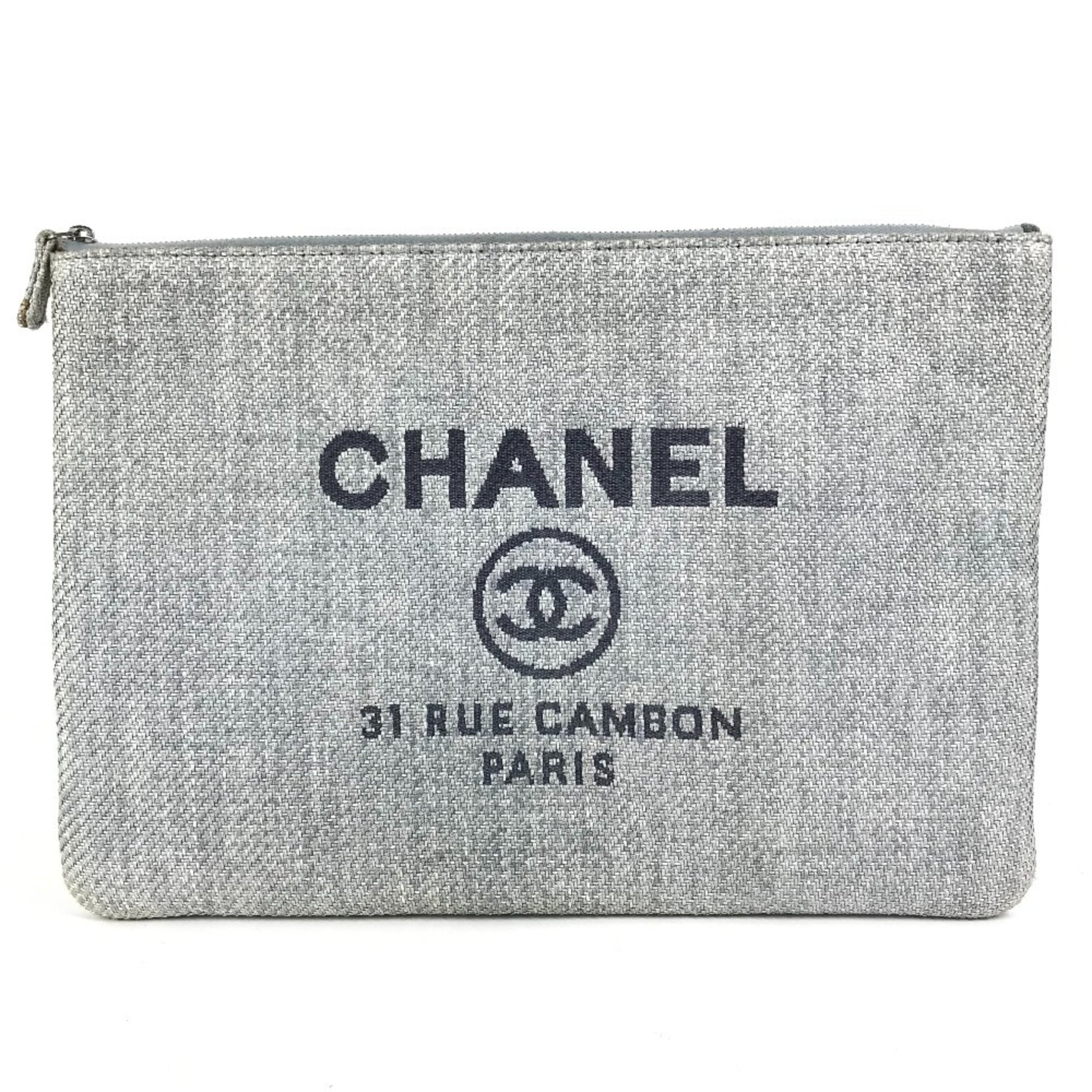 Chanel Deauville, Blue, Canvas, clutch
