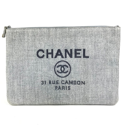 Chanel Deauville, Blue, Canvas, clutch