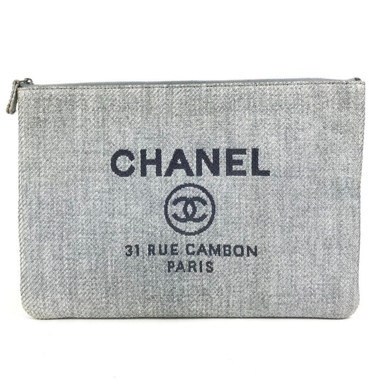 Chanel Deauville, Blue, Canvas, clutch