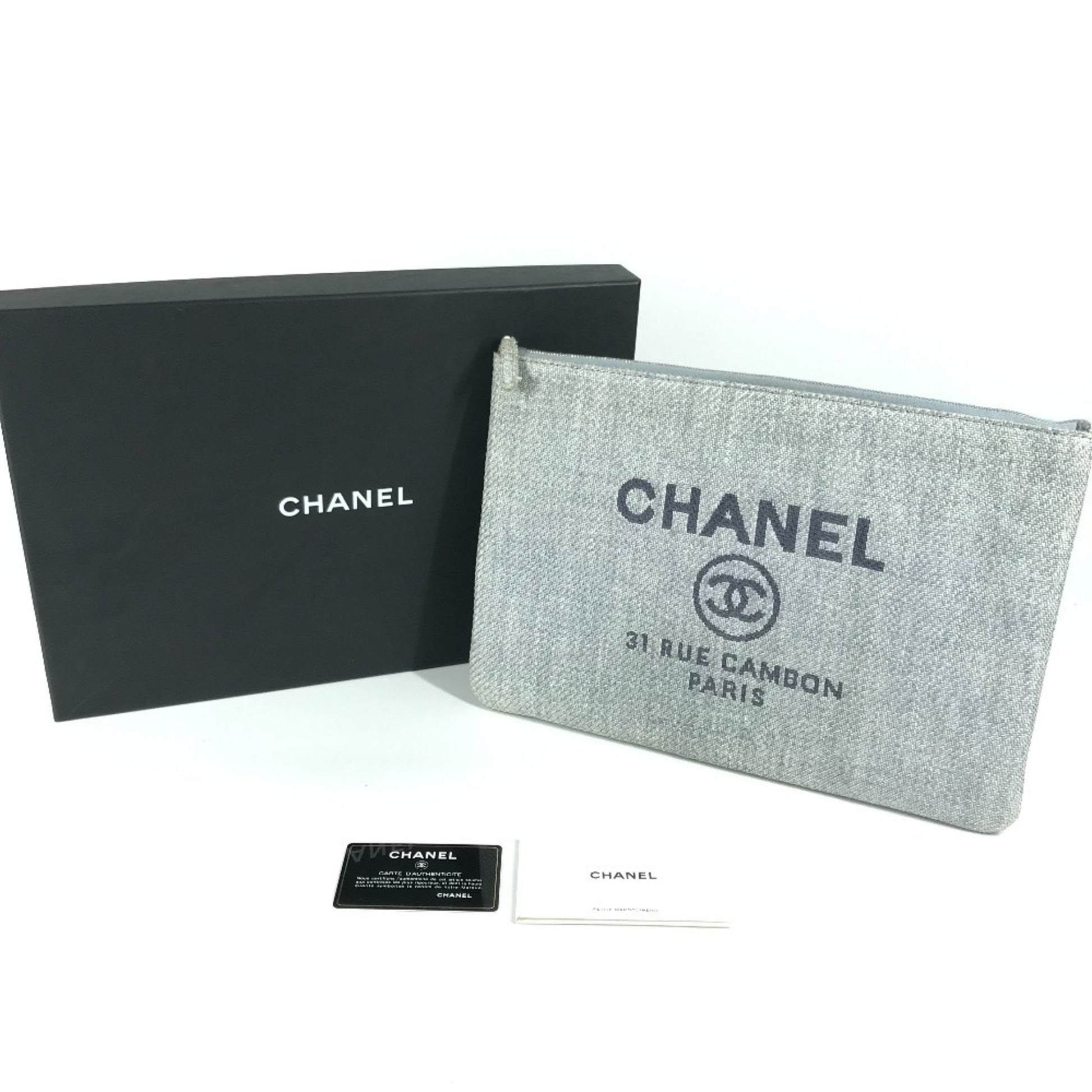 Chanel Deauville, Blue, Canvas, clutch