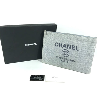 Chanel Deauville, Blue, Canvas, clutch