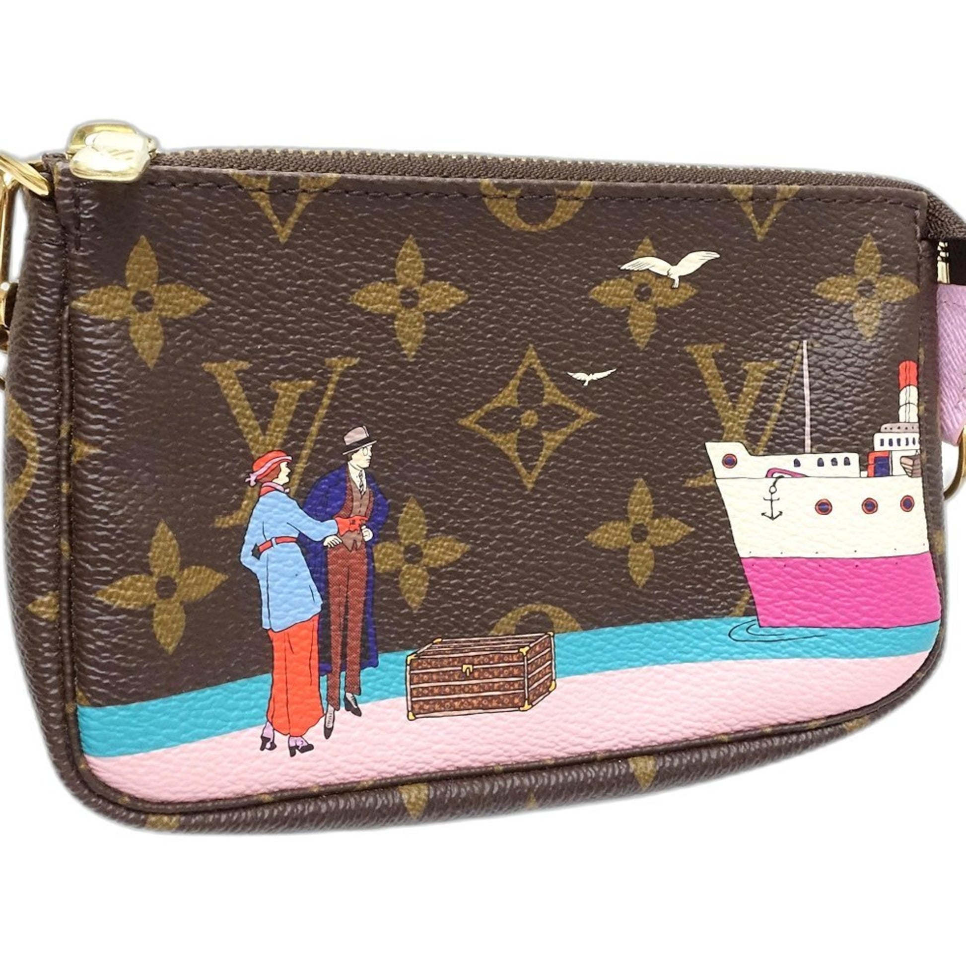 Louis Vuitton Mini Pochette Accessoires, Brown, Canvas, clutch