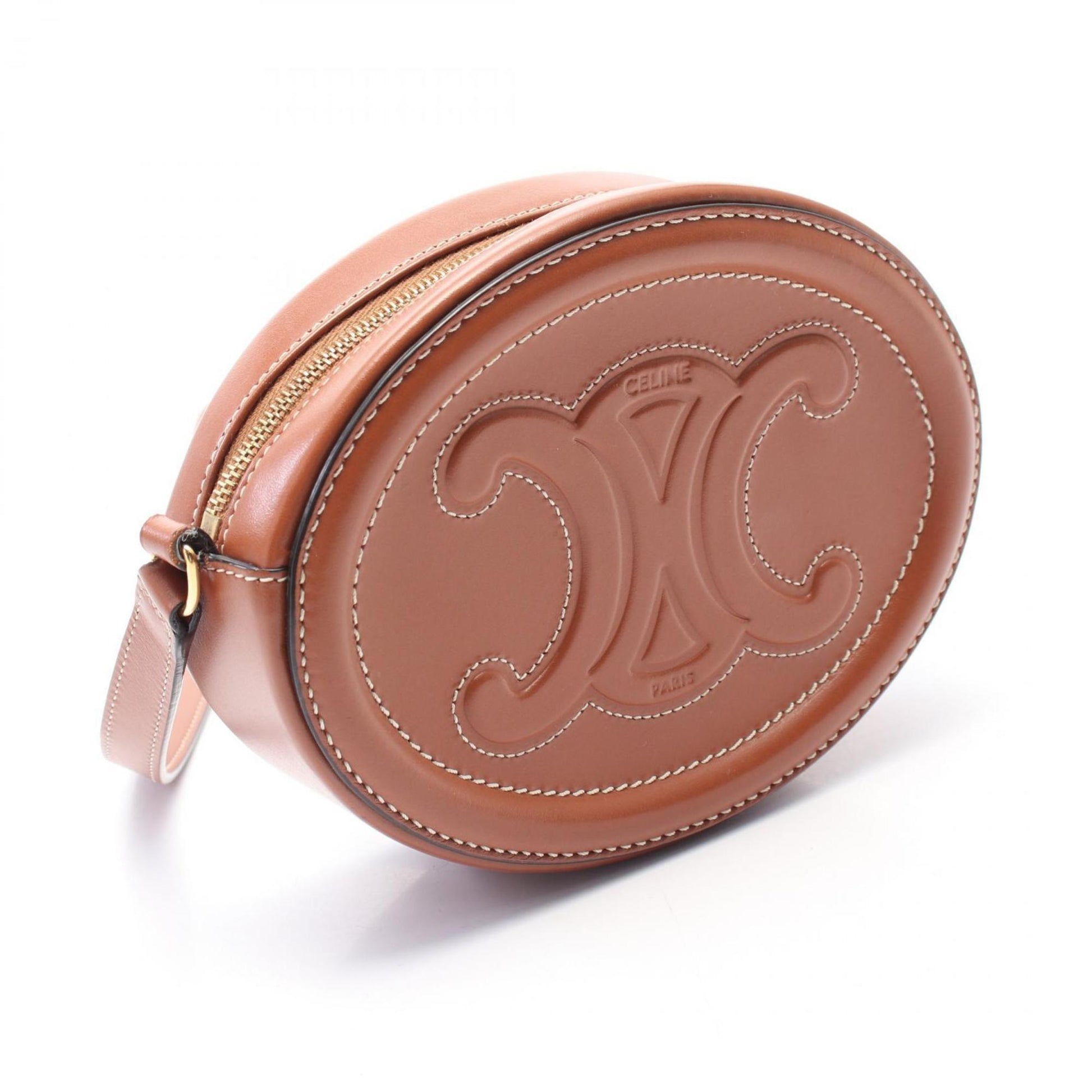 Céline Triomphe, Brown, Leather, clutch