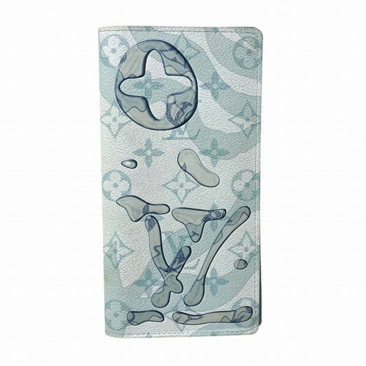 Louis Vuitton Brazza, Blue, Canvas, wallet