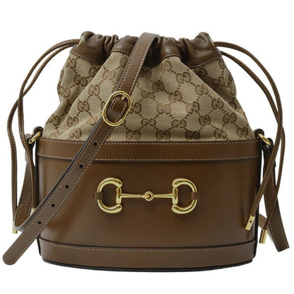 Gucci Horsebit, Brown, Canvas, shoulder