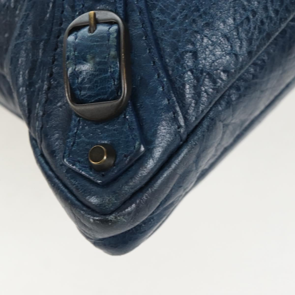 Balenciaga Flat Crossbody Classic Studs Leather, Navy, Leather, Crossbody Bag