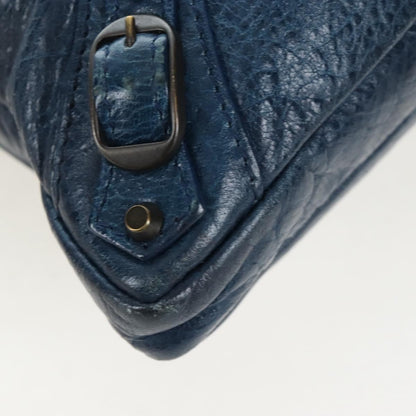 Balenciaga Flat Crossbody Classic Studs Leather, Navy, Leather, Crossbody Bag