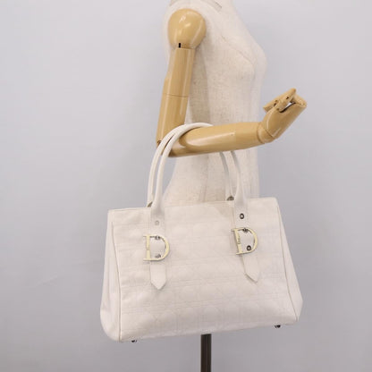 Christian Dior D Buckle Tote Cannage Stitch Leather, White, Leather, Tote Bag