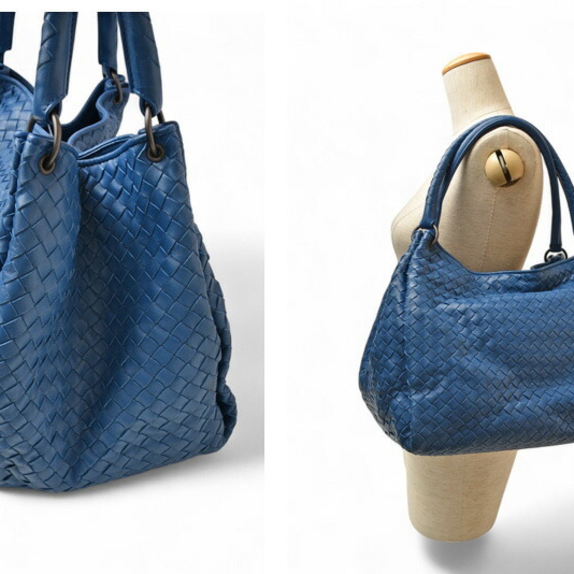 Bottega Veneta Intrecciato, Blue, Leather, tote