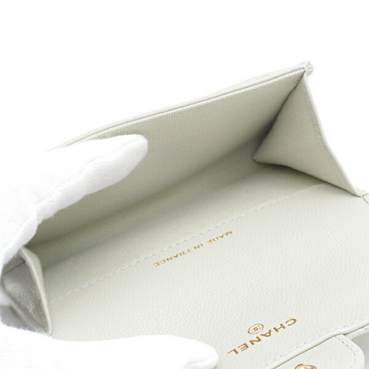 Chanel, Grey, Leather, wallet