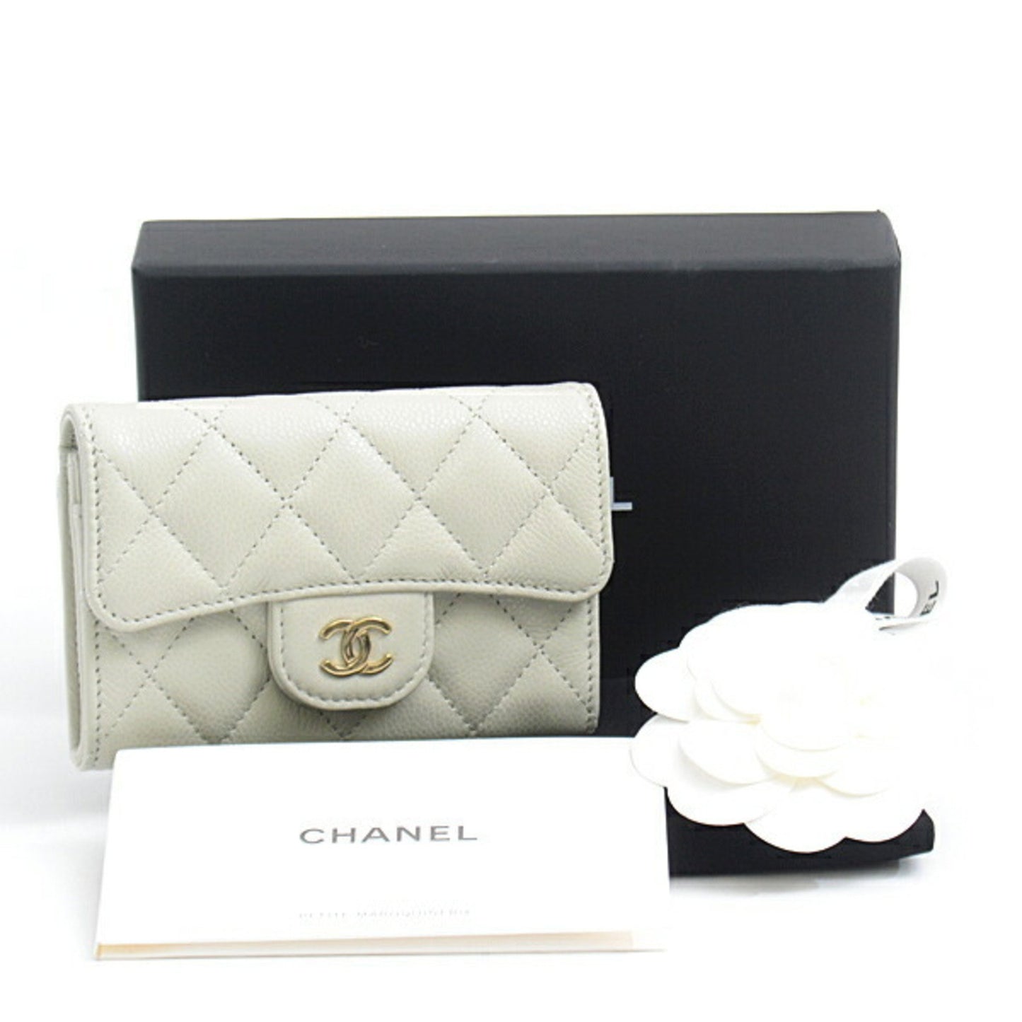 Chanel, Grey, Leather, wallet