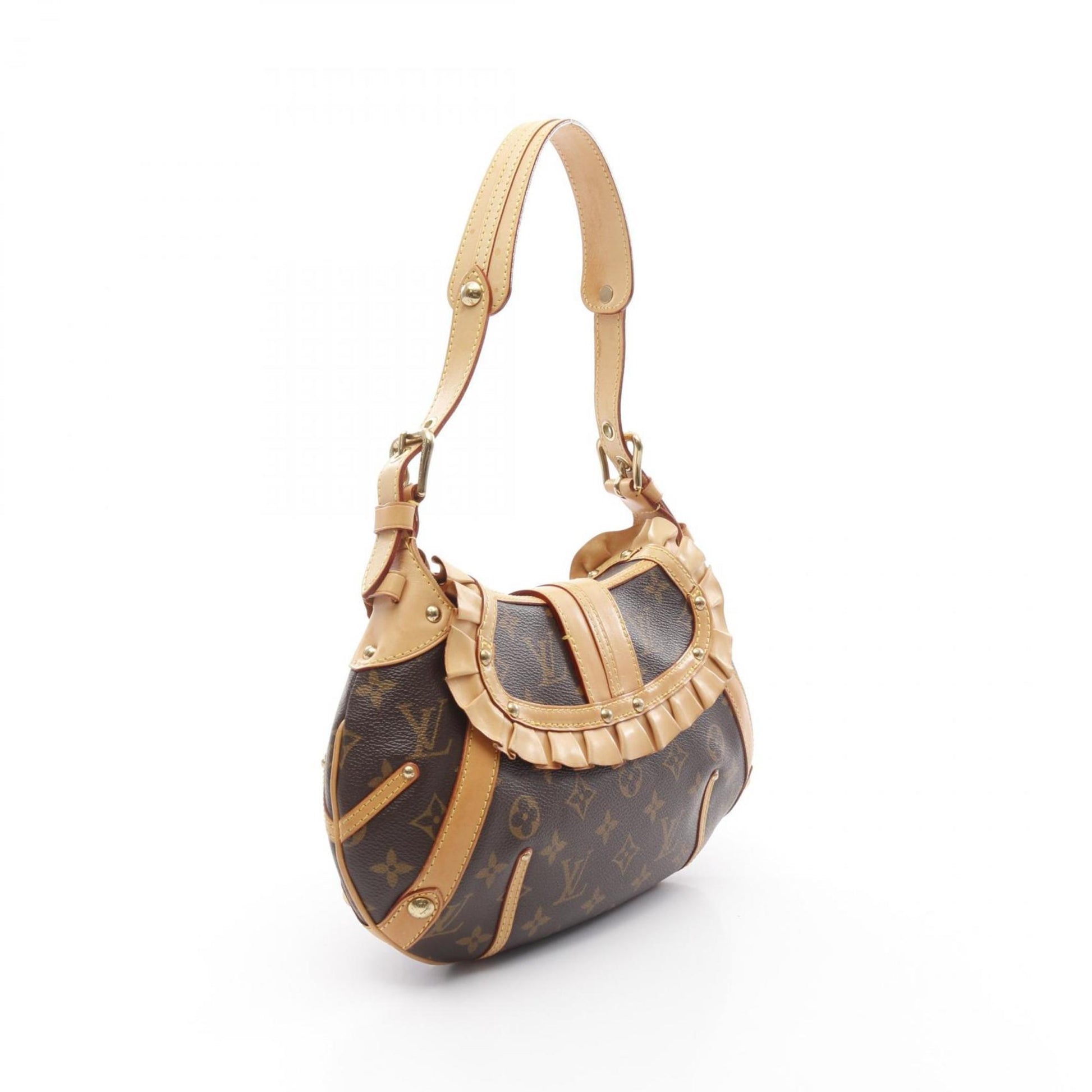 Louis Vuitton Leonor, Brown, Canvas, shoulder