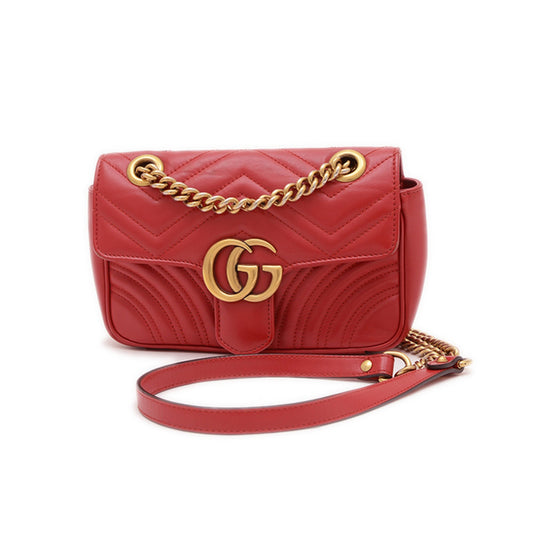 Gucci Marmont, Red, Leather, shoulder
