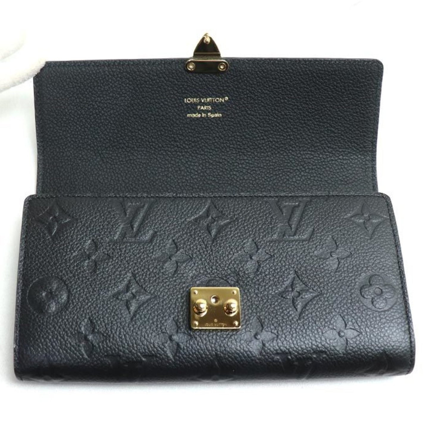 Louis Vuitton Portefeuille Sarah, Black, Leather, wallet