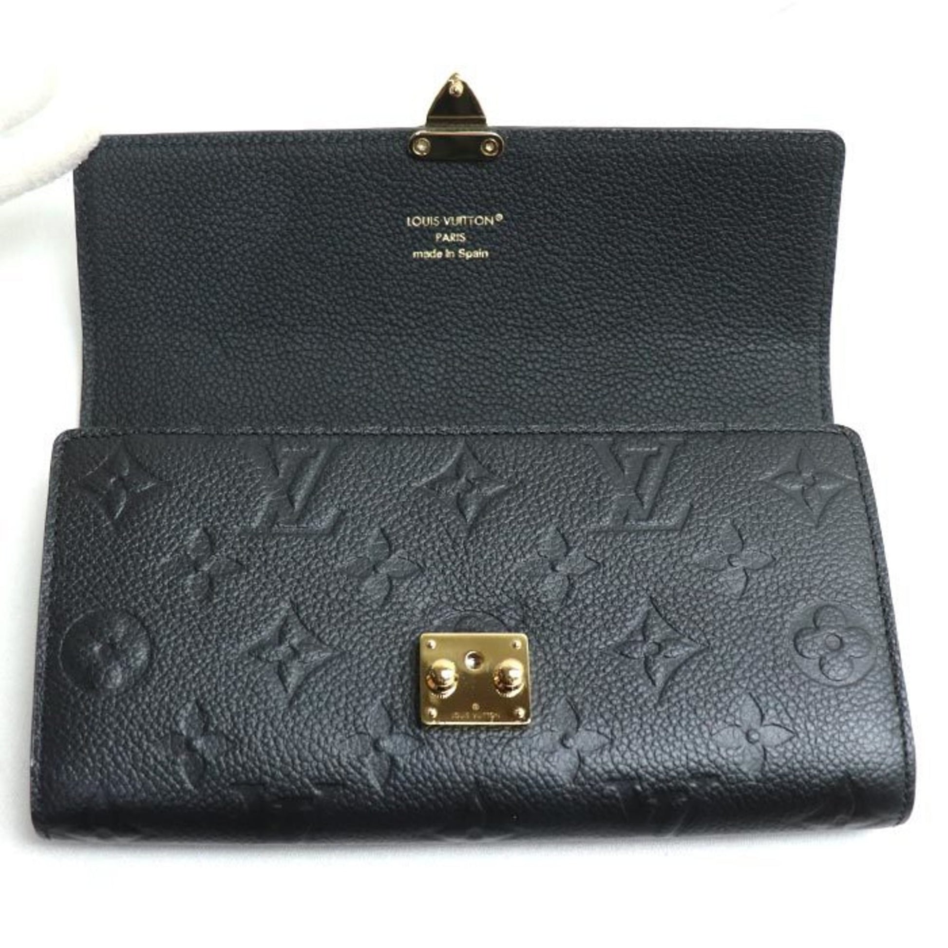 Louis Vuitton Portefeuille Sarah, Black, Leather, wallet