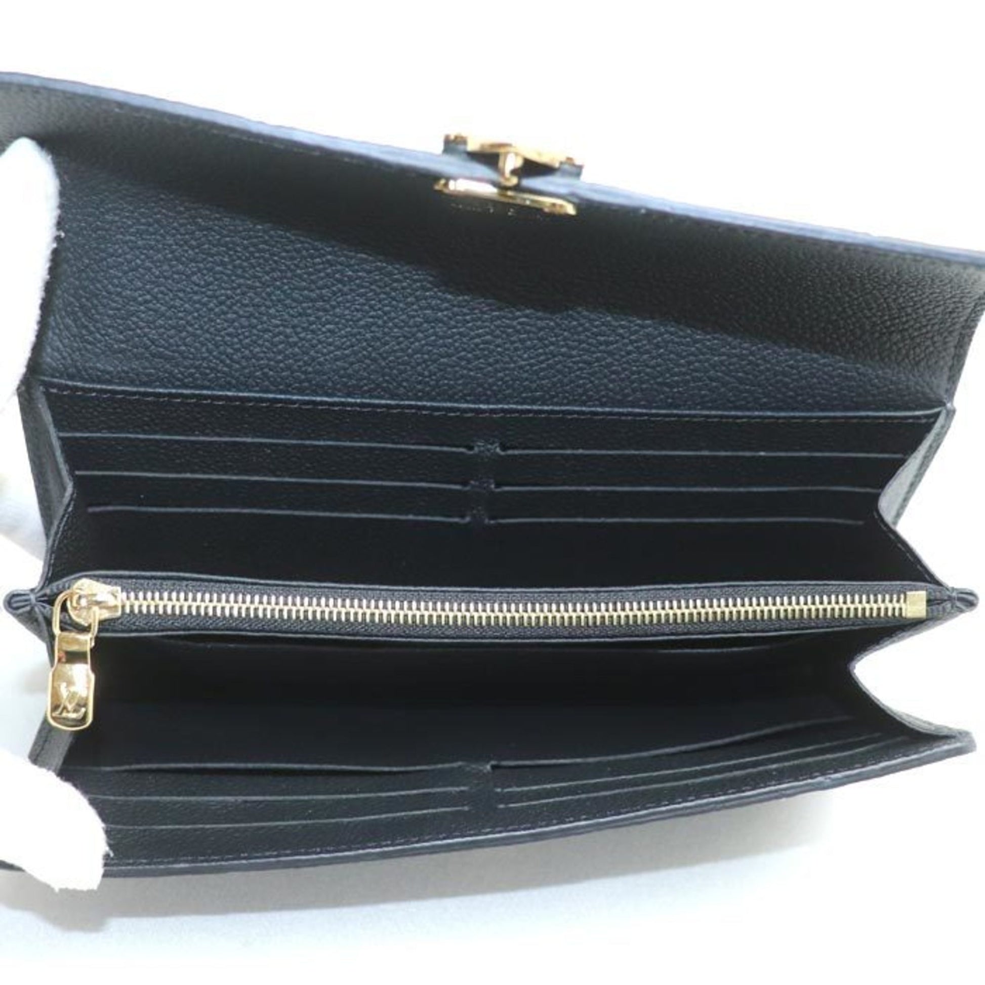 Louis Vuitton Portefeuille Sarah, Black, Leather, wallet
