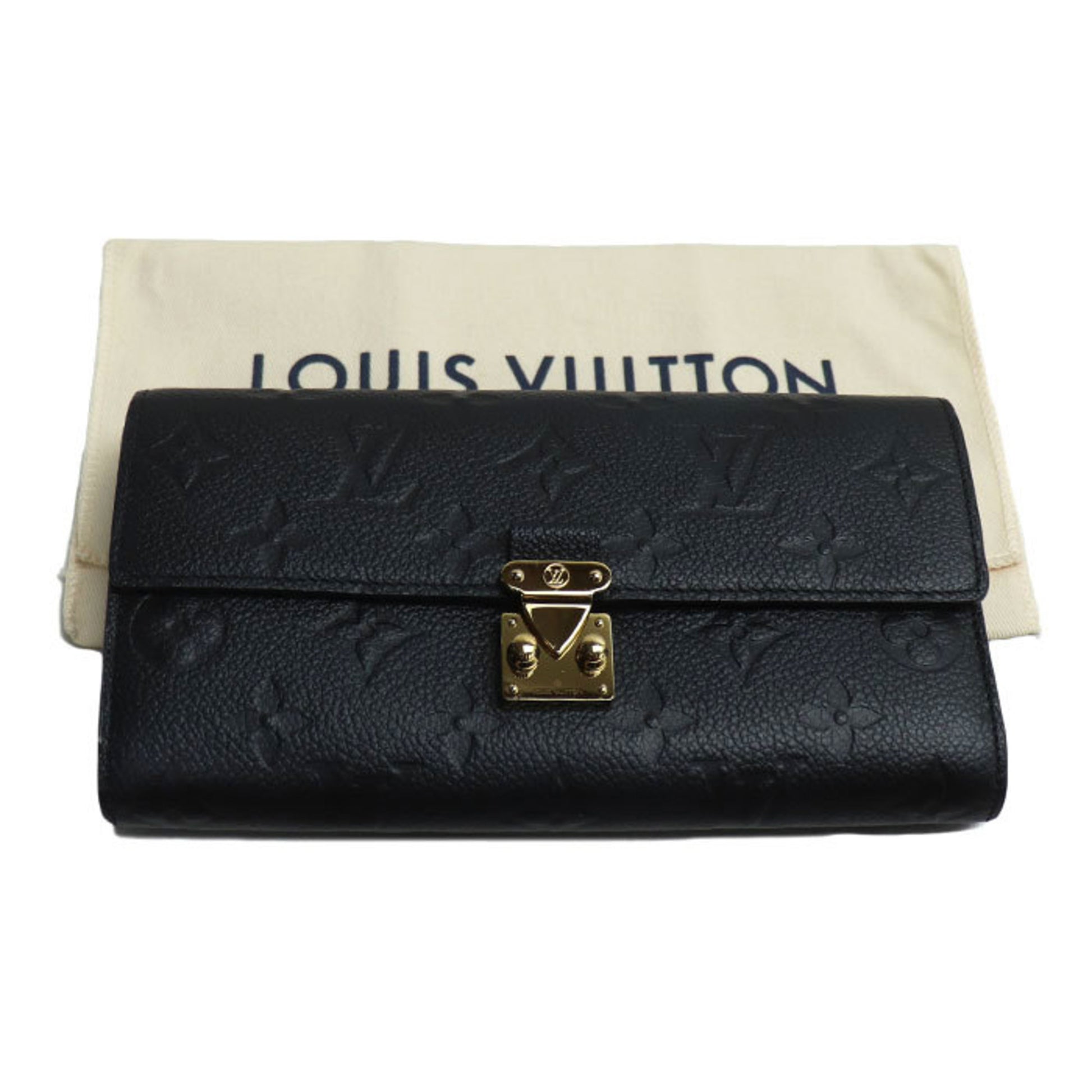 Louis Vuitton Portefeuille Sarah, Black, Leather, wallet