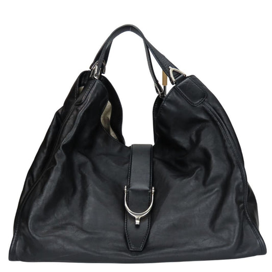 Gucci Soft Stirrup, Black, Leather, tote