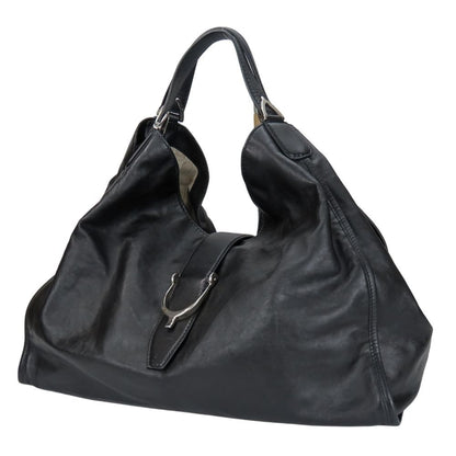 Gucci Soft Stirrup, Black, Leather, tote