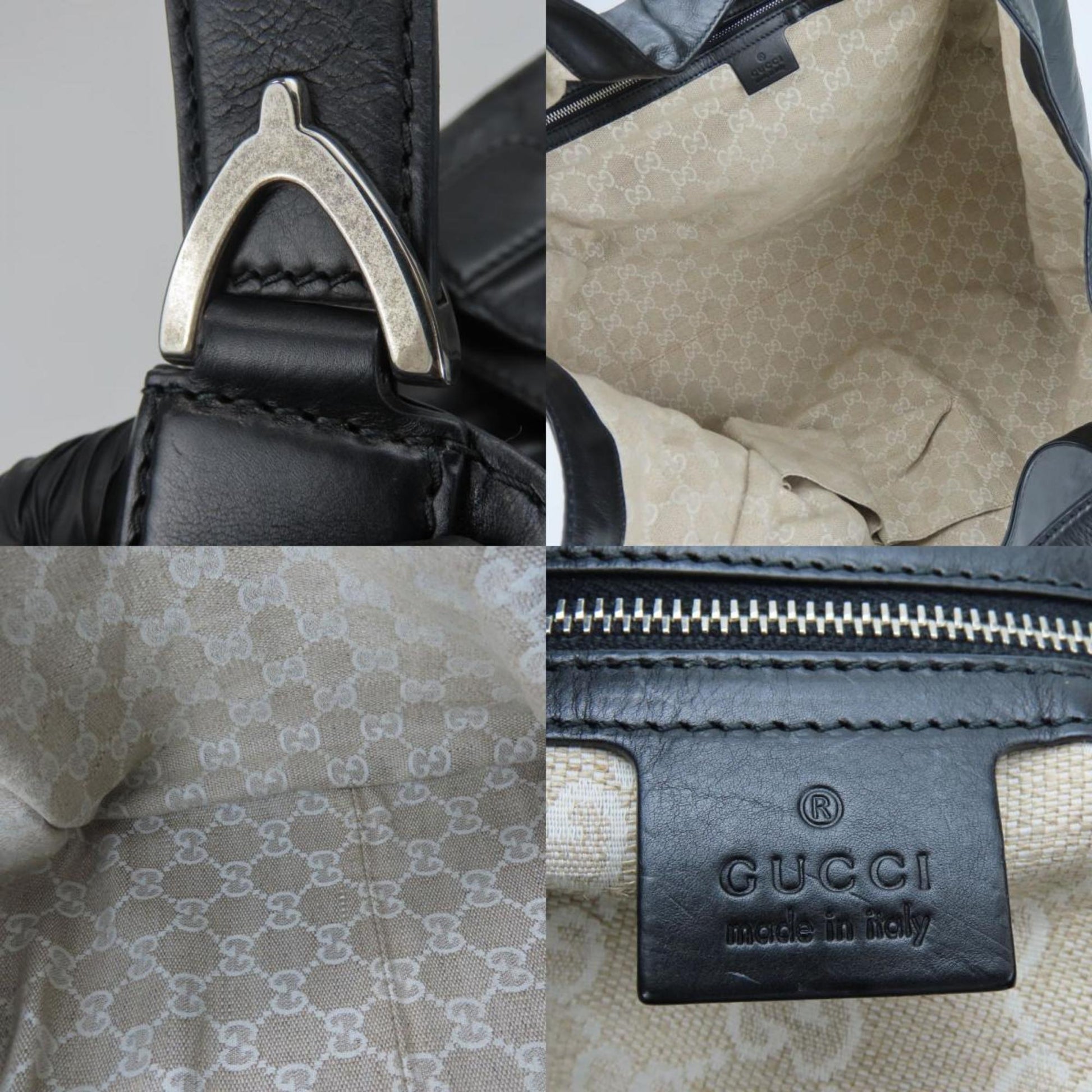 Gucci Soft Stirrup, Black, Leather, tote