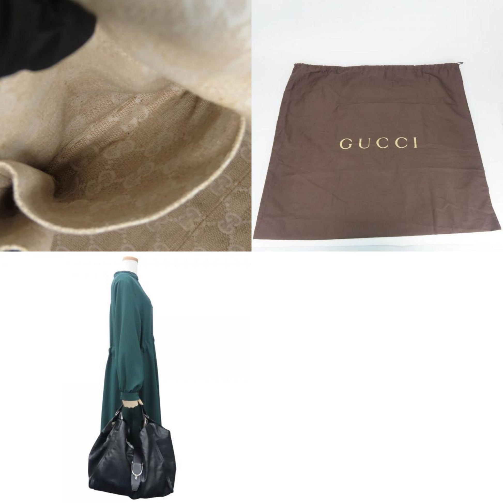 Gucci Soft Stirrup, Black, Leather, tote