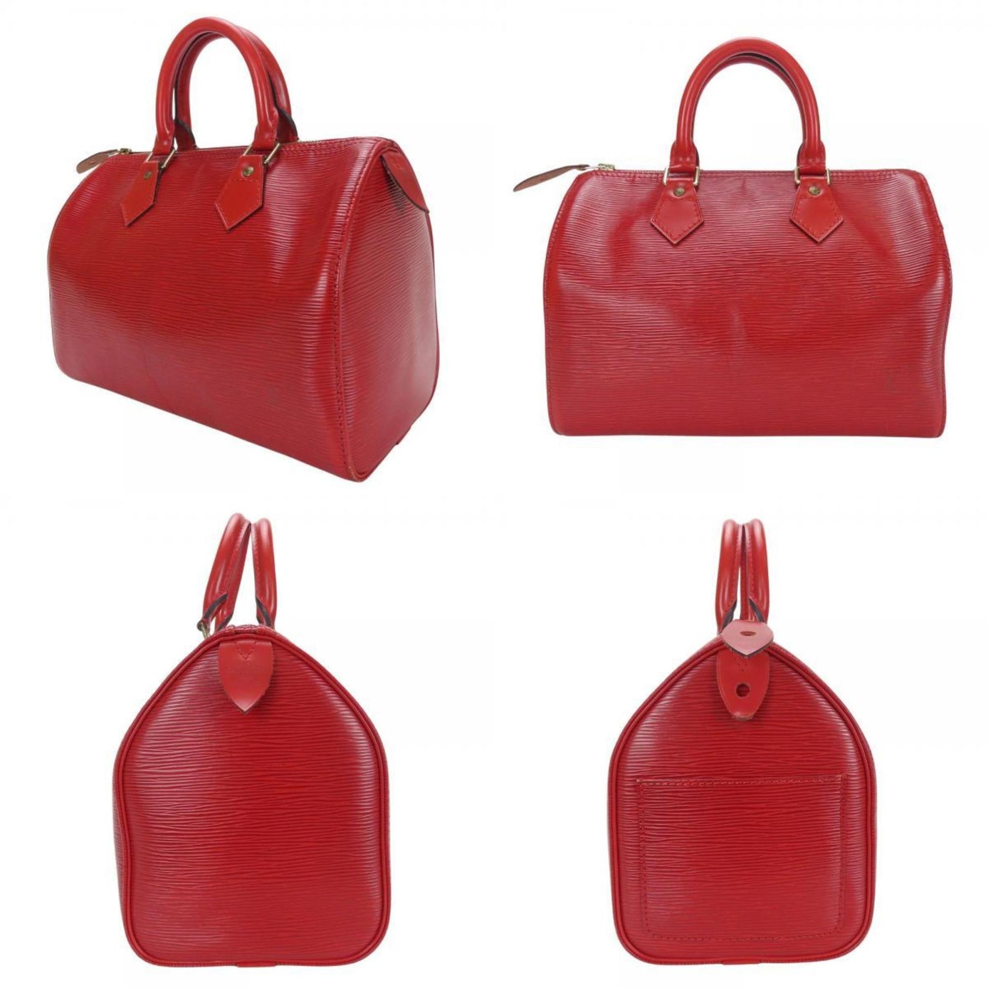 Louis Vuitton Speedy 25, Red, Leather, handbag