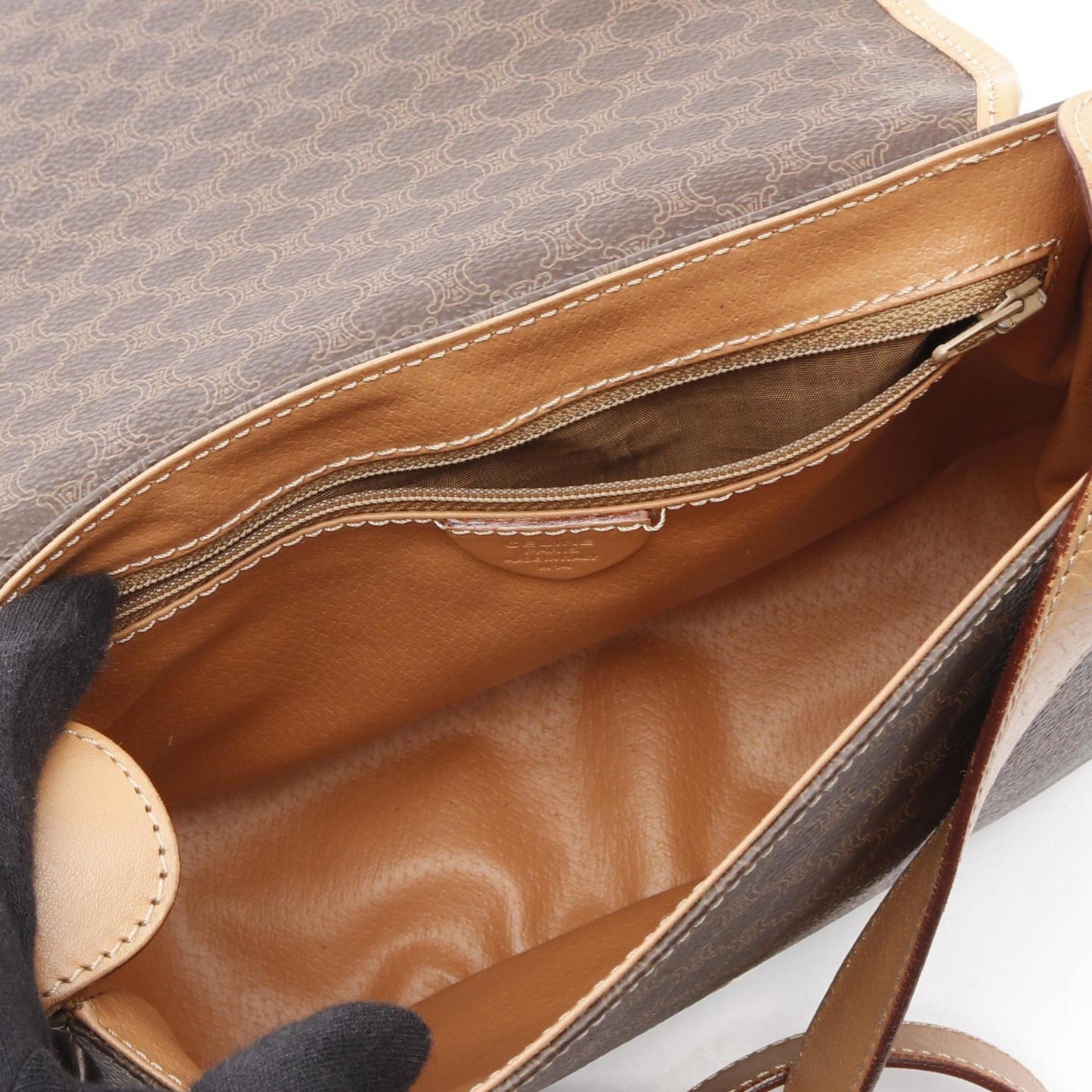 Céline Macadam, Brown, Canvas, shoulder